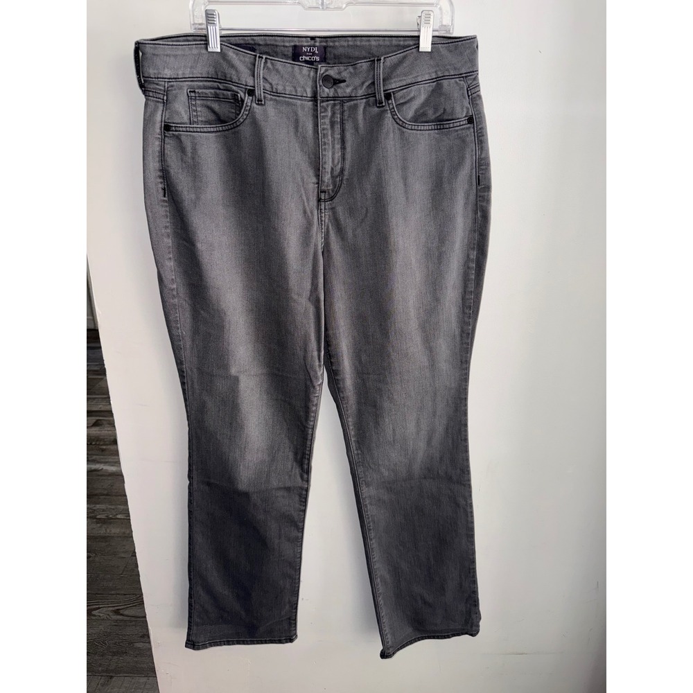 NYDJ for Chico's Grey Straight Leg Lift Tuck Technology Jeans Size 16